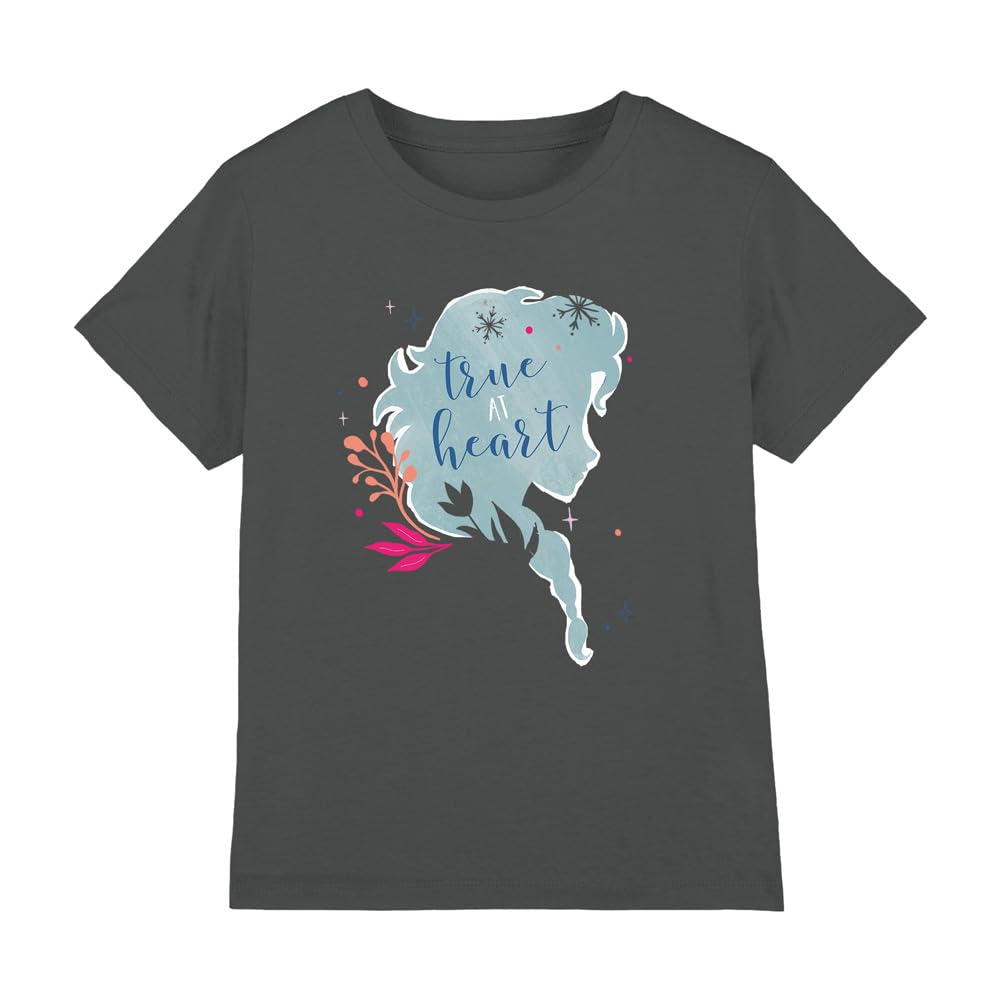 Frozen True At Heart Elsa Silhouette Girls T Shirt, Charcoal, 5-6 Years