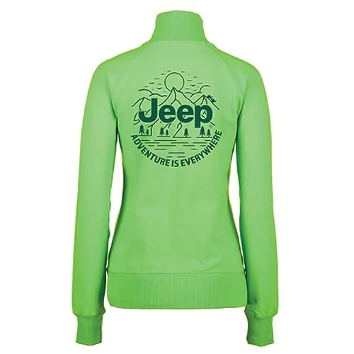Jeep Adventure is Everywhere Mid Weight Zip Fleece Jacket | Front Pouch Pocket Traditional Silhouette (Lime Green M)