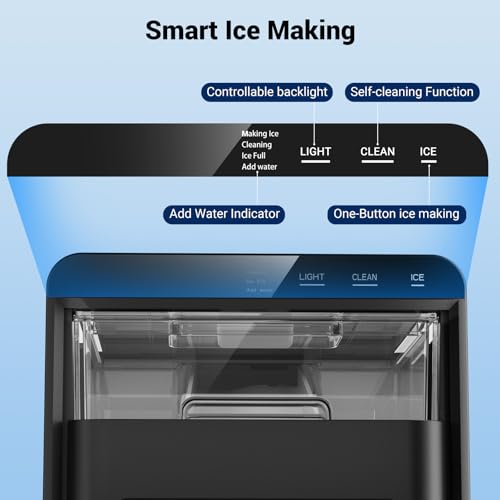 Image of Nugget Ice Maker, 44lbs /24h Ice Makers Countertop, Self-Cleaning Pellet Ice Maker with LCD Display, 5-15 Minute Fast Ice Making, Chewable Ice Maker for Home /Kitchen /Office