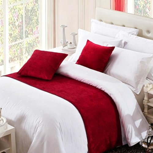 Chemin de lit en velours rouge double couche pour grand lit de chambre - 2