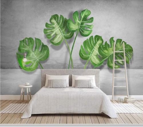 Sencillo Tridimensional Fresco Verde Hojas Moderno Papel Pintado 3D Seda Texturizada Primera Calidad Neutros Material Ideal Para SalóN Dormitorio-200cm×140cm