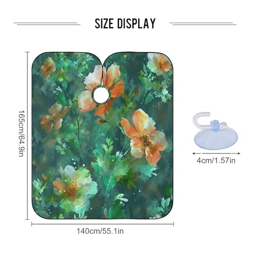 Capa profesional para cortar cabello Floral Green impermeable con cierre de broche ajustable para barbería y estilismo miniatura 3