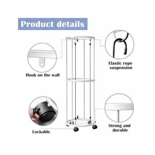 Image of 57265 Space Saving Classic Vertical Ball Racks- 40x13.2 Inch Rolling Basketball Holder Wall Mount-Garage Sports Ball Storage for Indoor Rooms and Gyms - White