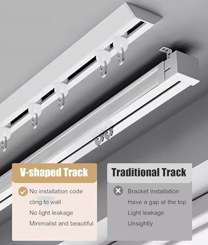 Ultra-Thin Aluminum Sliding Ceiling Track System for 4ft-20ft Awnings, Ideal for Living Room, Patio & Balcony Inward Opening - White Finish