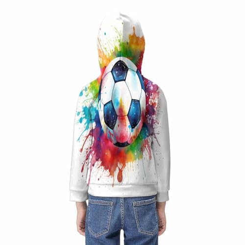 Sweat Football Garçon 13-15 Ans avec Capuche Imprimé 3D et Poches - 6