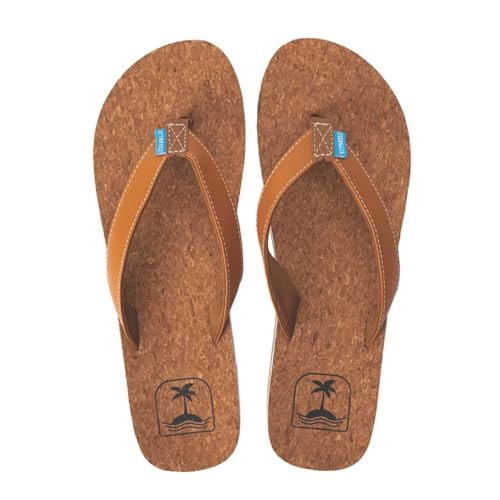Coconut Infused Unisex Sandals – Ultra Soft Cushion Footbed with Arch Support, Faux Leather Straps, Coconut Scent Soles, Sandals for Beach & Casual Wear | Foot Forming Comfort Cork