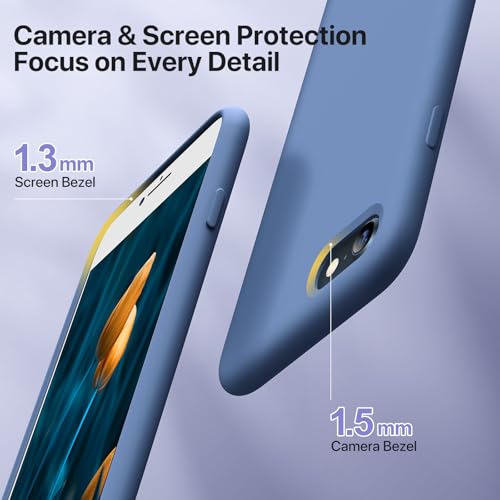 Image of Miracase Ultra Slim Designed for iPhone SE Case 2022(3rd Gen) /iPhone SE 2020 Case(2nd Gen) /iPhone 7 Case /iPhone 8 Case with Screen Protector, Multi-Color Silicone Shockproof Phone Case(Glass Blue)