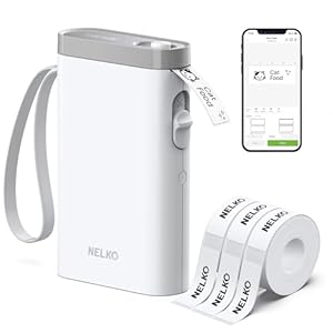 Nelko Máquina etiquetadora con cinta, impresora de etiquetas Bluetooth P21 con 3 cintas, mini etiquetadoras inalámbricas con múltiples plantillas, fuente de iconos personalizada para escuela, oficina