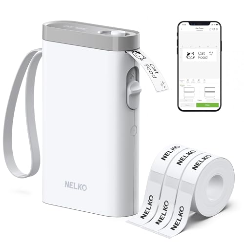 Nelko Label Maker Machine with Tape, P21 Bluetooth Label Printer with 3 Tapes, Wireless Mini Label Makers with Multiple Templates Icon Font Custom for School Office Home, White