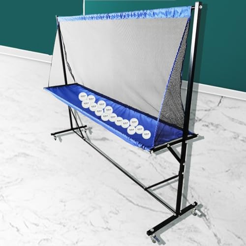 RENLXFI Upgraded Table Tennis Ball Catch Collector, Ping Pong Practice Net with Rubber Wheels for Multi-Ball Drills and Robot Serve Launcher Training, Schools Recycle Catcher Equipment