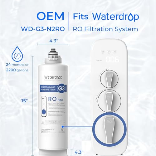 Waterdrop G3 Ersatzfilter, Ersatz für 𝐖𝐃-𝐆𝟑-𝐖 𝟒𝟎𝟎𝐆𝐏𝐃 Umkehrosmose-System, Packung mit 1 WD-G3-CF Filter, 1 WD-G3-CB Filter und 1 WD-G3-RO Filter