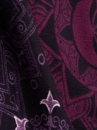 Image of The Souled Store Oversized Jacket: Mandala Men and Boys Full Sleeves Hooded Neck Dark Purple Embroidered Ethnic Print Polar Fleece Oversized Fit Lightweight Casual Jacket