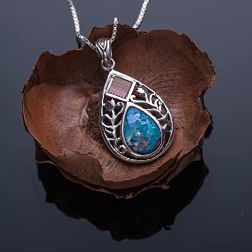 Nano Sim New Testament Silver Pendant Drop and Floral Decoration Studded with Roman Glass4