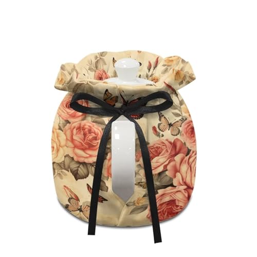 Image of Rose Butterfly Tea Cozy Kettle Dust Cover Large Tea Cosy Portable Easy to Clean Tea Pot Dust Cover Insulated Tea Cosy for Home Kitchen Office Holiday Party Decor