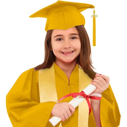 Kindergarten Graduation Cap And Gown Boys And Girls Clothing Set Unisex Child Matte Shiny Set With 2026 Charm Printed Stole Grad Gifts