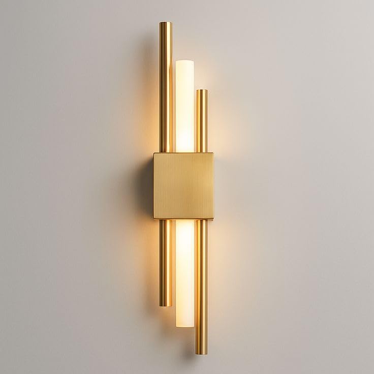 Image of Modern Gold LED Wall Sconce | Bamboo Design Wall Light | Decorative Indoor Wall Lamp for Living Room | Bedroom | Home Decor Lighting