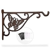 WILDLIFE FRIEND I Vogeltränke mit Wandhalterung - Schmetterling mit Haken - aus Gusseisen frostsicher, Vogelbad, Vogelfutterspender für Wildvögel im Garten Balkon