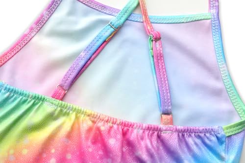 Image of iLover Girls Sparkle One Piece Swimsuits Crossback Swimwear Beach Bathing Suit with Adjustable Strap 4-10 Years