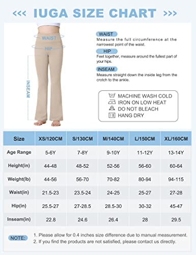 Iuga Girl's High Waist Pants Flare Leggings With Pockets Yoga Dance Leggings For Girls Athletic Running Pants Khaki #TOP5
