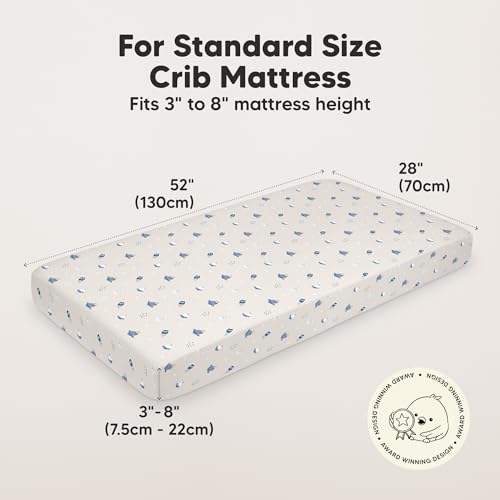 Image of KeaBabies 2-pk Organic Cotton Crib Sheets for Boys Girls 52x28 (Cosmo) | Fitted Crib Mattress Sheet Neutral, Breathable Cover for Baby Bed Set, Toddler Mattress, Soft & Cute Prints