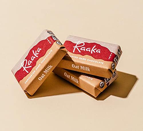 Raaka Chocolate Mini Dose Bars, Oat Milk Pack | Gourmet Dark Chocolate Gift | Oat Milk, 58% Cacao | Organic, Kosher, Vegan, Gluten Free, Soy Free, Non-Gmo, Paleo, Cane Sugar Free, Dairy Free | Box Of 30 Bite-Size Chocolates #TOP5