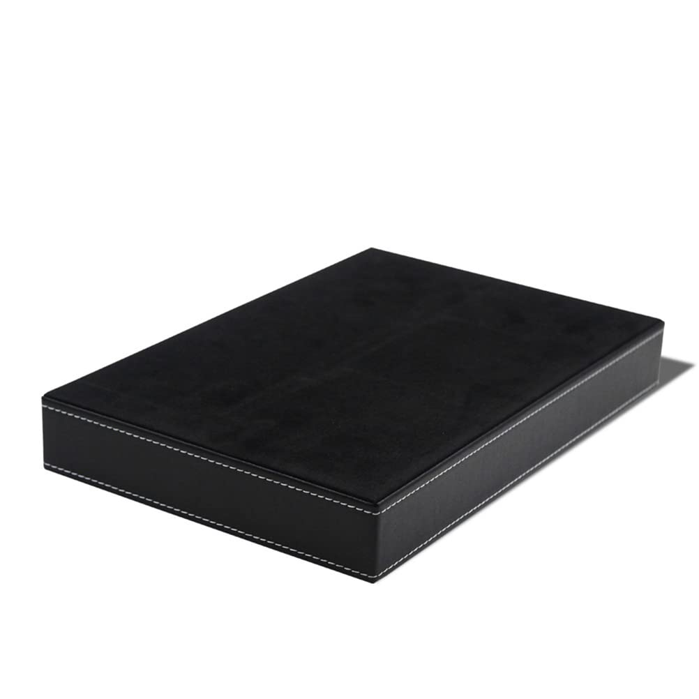 Muiltvoe Leatherette Valet Tray PU Leather Desk Organizer with Non-Woven Lining for Keys Jewelry Coins Glasses Phone 30x20x4cm (Black)
