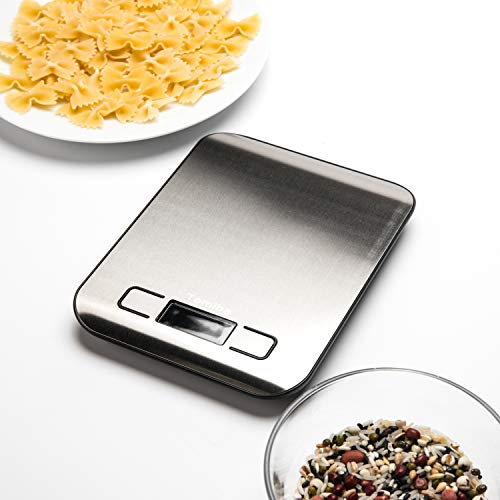 Tomiba Digital Kitchen Food Scale 11 Lb Grams And Ounces Small Stainless Steel Backlit Silver Batteries Included #TOP5