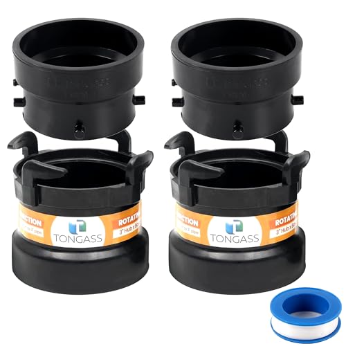 TonGass (2 x Combo Pack) RV Sewer Hose Fitting Adapter to PVC, RV Sewer Connection & RV Sewer Termination Adapter - 3' Hub x Bayonet Hooks with Thread Seal Tape