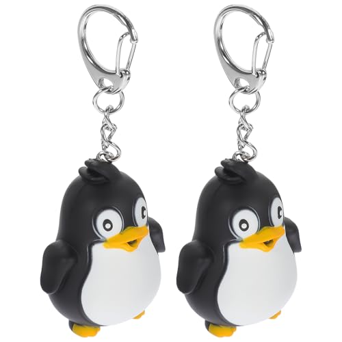 Générique Lot de 2 Porte-clés Pingouin Noir LED Lumineuse et Effet Sonore, Porte-clés Animaux Mignons en Plastique et Métal, Décoration Clé Originale pour Paquet à Dos et Paquet à