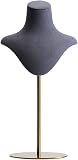 Organizador de exhibición de Joyas Soporte Busto de Microfibra Colgante de Collar Vitrina de Medio Cuerpo para espectáculos de Negocios (B20 x 35 cm)  (A, 20 x 35 cm)