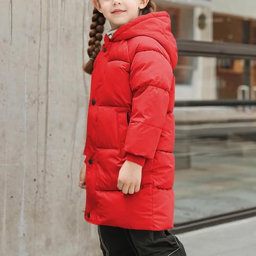 Girls Winter Coat Zip Up Puffer Hooded Jackets with Pockets Trendy Casual Warm Down Coat Outerwear Kids Outfits Size 10-124