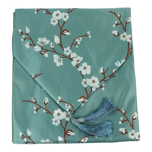 Chemin de table vert fleur de prunier en polyester moderne chic