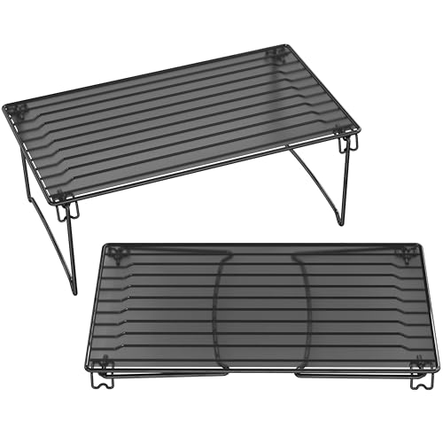 Deco Brothers Stackable Cabinet Shelf Organizer, 2 Pack, Black - Thumbnail 4
