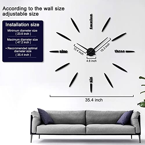 Siemoo Diy Wall Clock, 3D Mirror Stickers Large Frameless Wall Clock Modern Design Watches Hours For Home Living Room Bedroom Office Decoration Gifts-Silver #TOP4