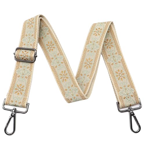 Image of LEMEDE Purse Strap Adjustable Replacement Crossbody Bag Strap Retro Jacquard Embroidery Shoulder Straps for Canvas Bag