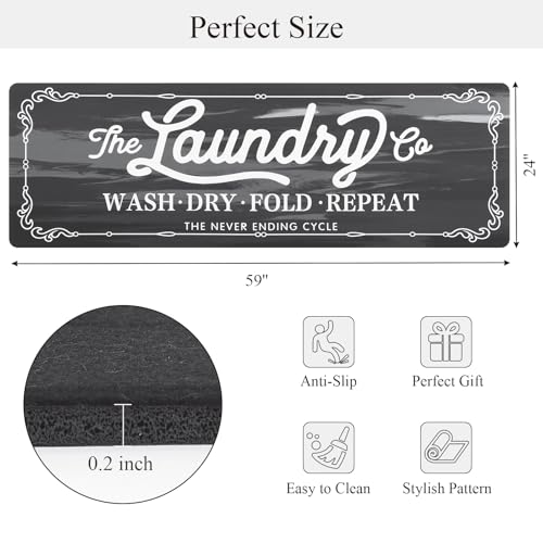 Image of Pauwer Laundry Room Rug Runner 20 inchx60 inch, Non Slip Waterproof Laundry Mat