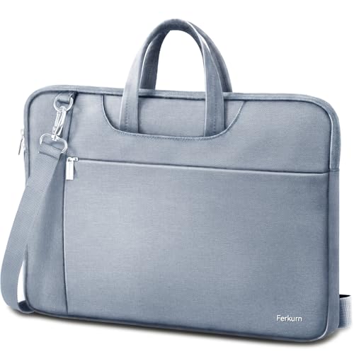 Image of Ferkurn Laptop Case Bag for Women Men Briefcase Messenger Bag, 17 17.3 Inch | Compatible with HP OmniBook Envy Omen Pavilion /LG Gram /Dell Inspiron Precision, Carrying Computer Bag 18 inch, Light Gray