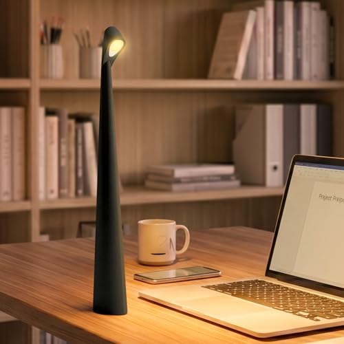 Myrauv Cordless LED Table Lamp, 4000mAh Rechargeable Portable Desk Lamp, 3-Level Brightness, Bedside Night Light, Ambient Reading Light for Restaurant, Bedroom, Outdoor Camping, Night Light, Black - image 1