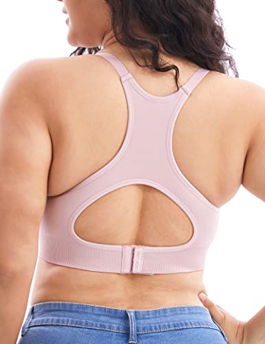 Image of HOFISH Support Nursing Bras for Breastfeeding Medium Impact Maternity & Nursing Sports Bra Seamless Racerback Pregnancy Bra