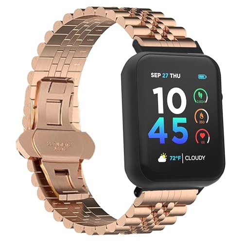 Bracelet iTouch Sport 4 en acier inoxydable massif, maillons robustes et fermoir papillon
