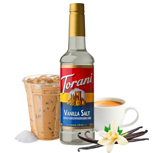 Torani Salted Vanilla Flavored Drink Syrup, 25.4 fl oz (Pack of 4)
