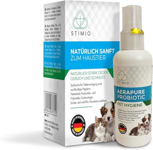 Stimio Eliminador de manchas y olores probiótico. Los microorganismos efectivos neutralizan la orina de gato y las marcas aromáticas de orina de perro. Fuerte limpiador enzimático para el hogar de