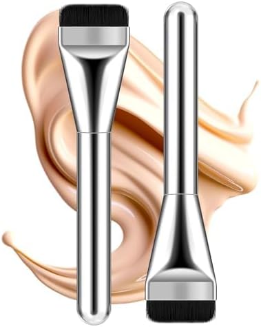 Flat Foundation Brush, Flat Head Foundation Brush for Liquid Makeup, Foundations' Brush Set for Liquid, Cream Foundation's Concealer Brush's Makeup Brushes 2 - Pcs