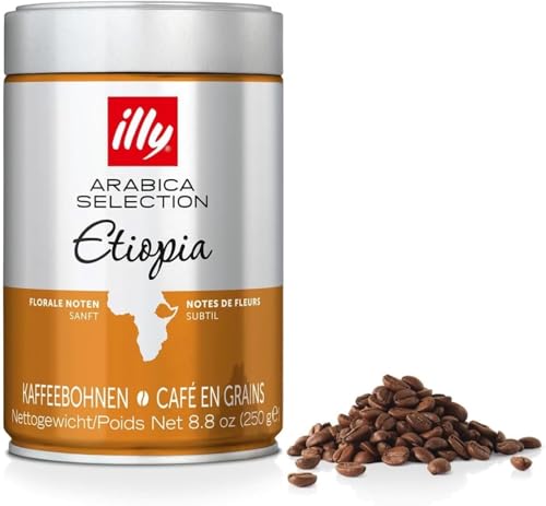 illy, Café en Grano Arabica Selection Etiopía, 100% Arábica con Notas de Jazmín, Azahar y Manzanilla, Sabor Delicado, 1 lata de 250g