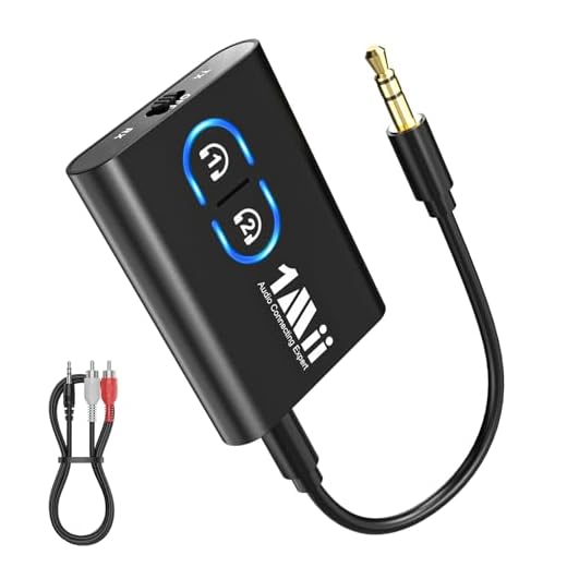 1Mii Bluetooth 5.3 Transmitter Receiver for TV to Wireless Headphones, Dual Link AptX Adaptive/Low Latency/HD Audio, Aux Adapter for Home Stereo, Airplane, Boat, Gym
