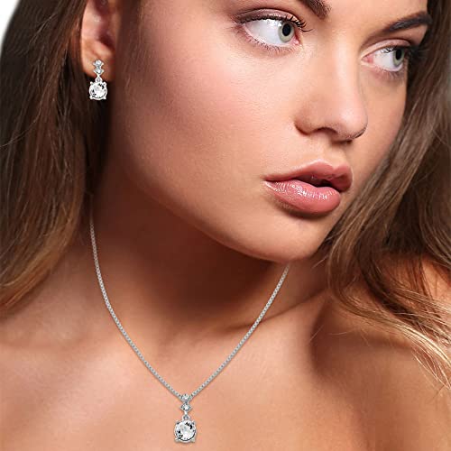 Nine West Women's Crystal Necklace Earrings Set Silver Tone - Thumbnail 3