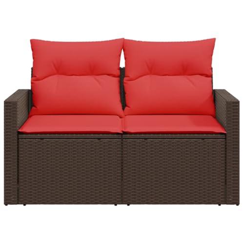 Canapé de jardin 2 places en polyrotin marron avec rangement imperméable - 5