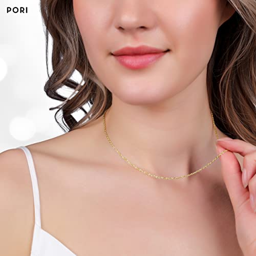 Pori Jewelers 18K Yellow Gold 1.5Mm, 1.8Mm, 2Mm, 2.5Mm, 3Mm, 4Mm, Or 5Mm Diamond Cut Rope Chain Necklace Unisex Sizes 16"-30" (1.5Mm, 16) #TOP3