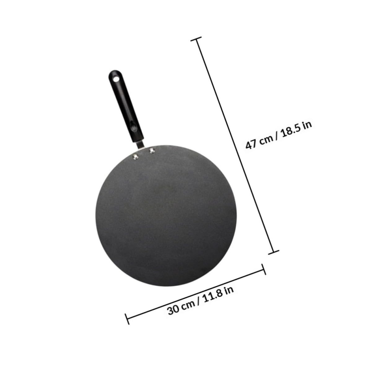 Sartén Crepera de Aluminio Negro Fondo Plano y Mango Cómodo