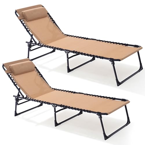 Foristrail Folding Chaise Lounge Chair 2 Pack - 400lb Capacity,